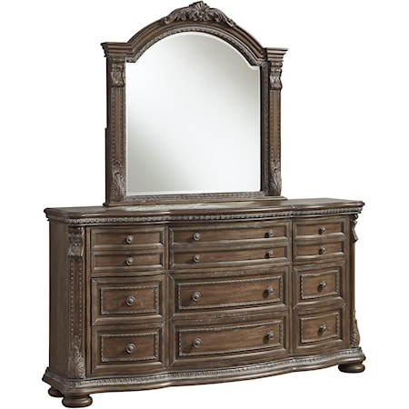 Dresser and Mirror Set