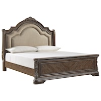 Traditional King Upholstered Bed with Nailhead Trim Framing