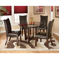 5 Piece Round Dining Table Set with Brown Chairs