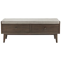 Storage Bench with 2 Drawers and Reversible Seat Cushion