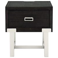 Contemporary Rectangular End Table with Metal Legs