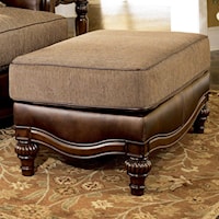 Traditional Two-Toned Ottoman with Scalloped Base