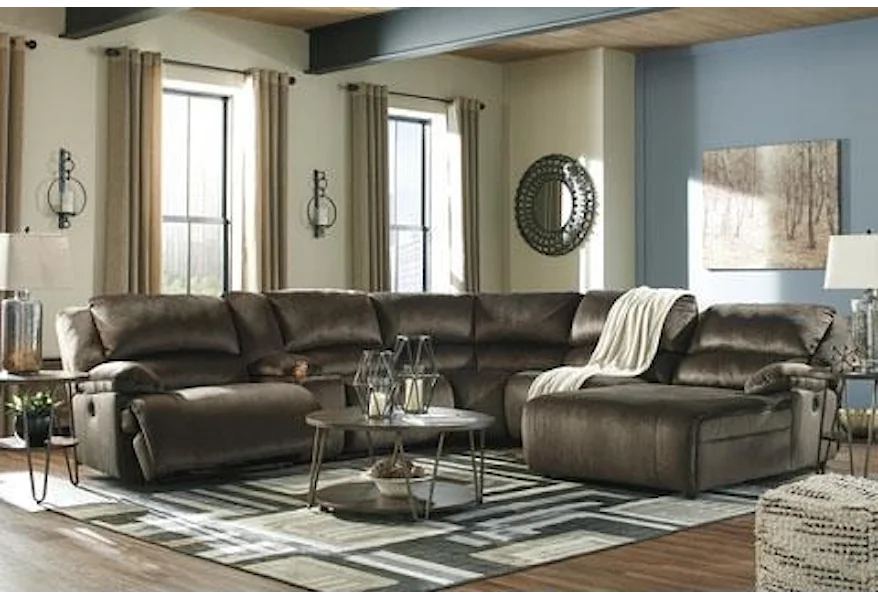 Clonmel Power Reclining Sectional with Chaise by Signature Design by Ashley at Royal Furniture