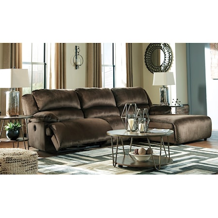 Power Reclining Sectional with Pressback Chaise