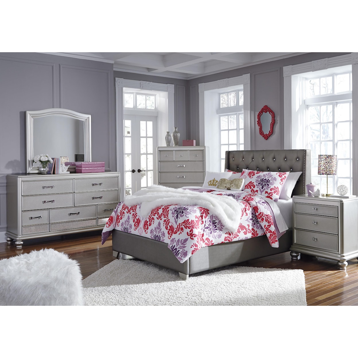 Signature Design by Ashley Coralayne 6 Piece Upholstered Full Bedroom Set