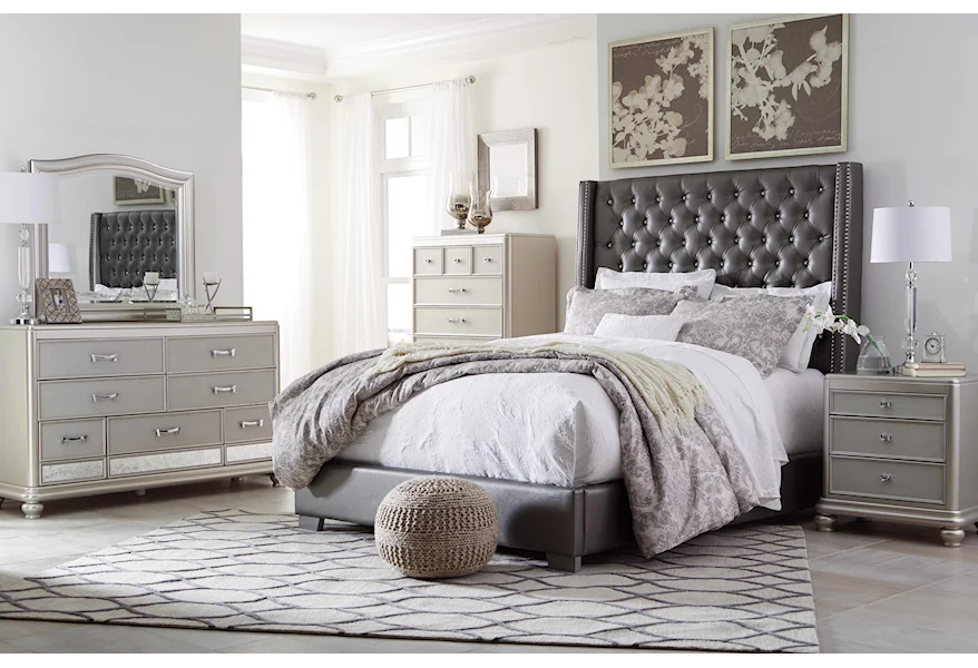 Coralayne 5 Piece Queen Upholstered Bedroom Set by Signature Design by Ashley at Sam Levitz Furniture