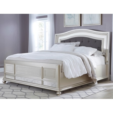 Queen Panel Bed with Upholstered Headboard