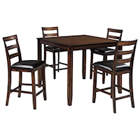 Burnished Brown 5-Piece Dining Room Counter Table Set