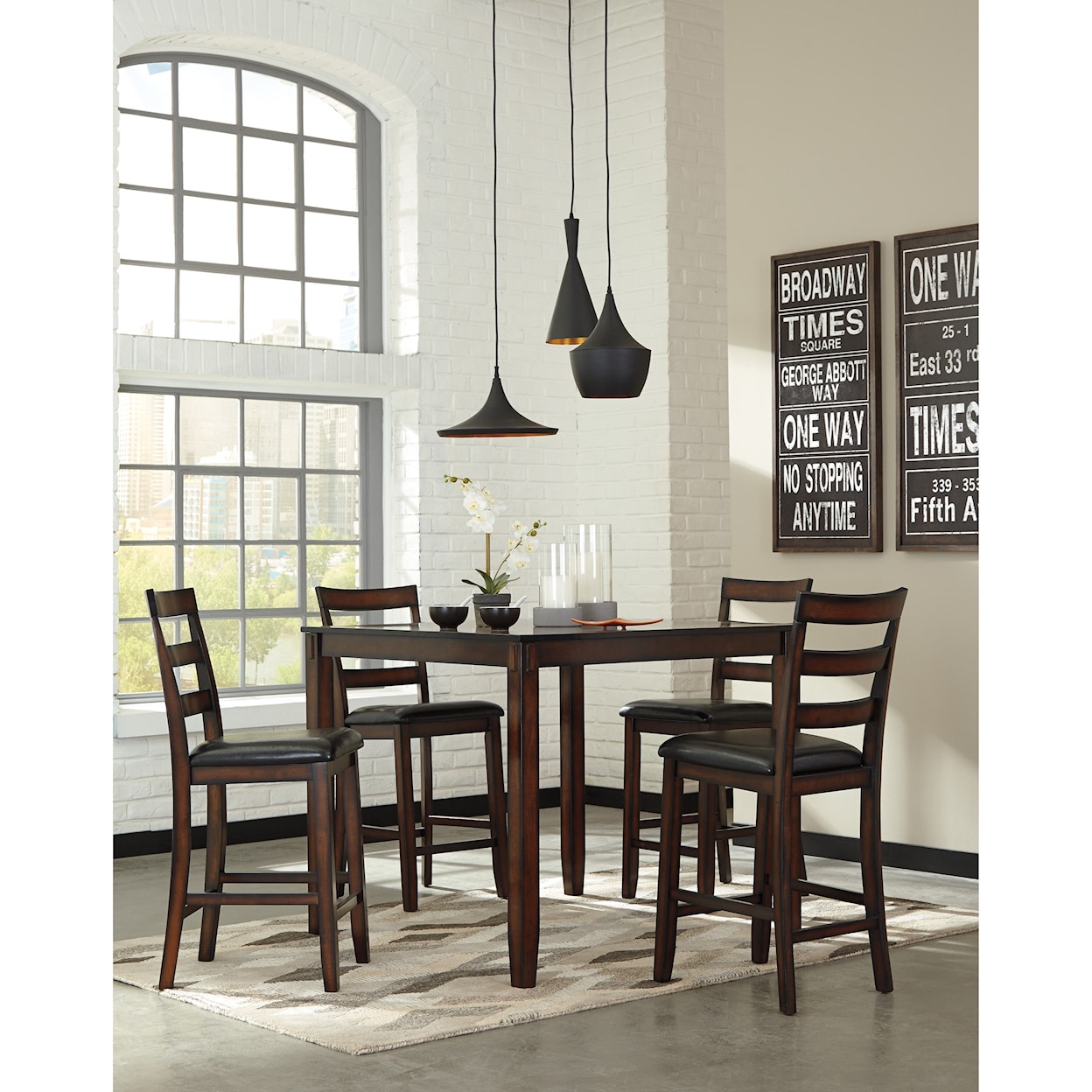 Signature Design Coviar 5-Piece Dining Room Counter Table Set