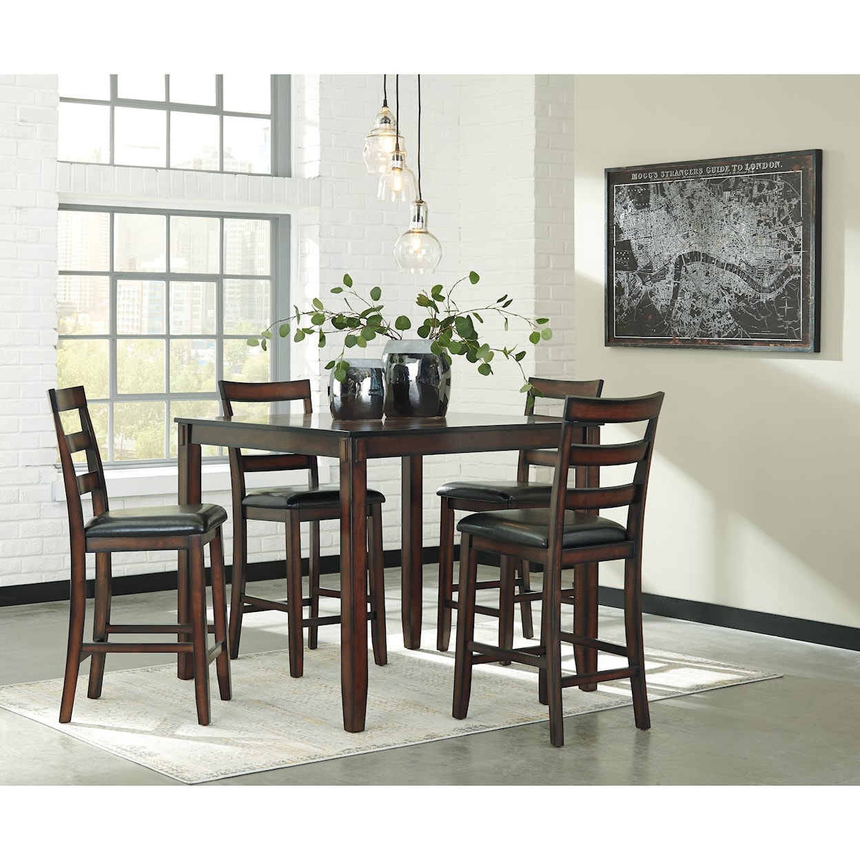 Signature Design by Ashley Furniture Coviar 5-Piece Dining Room Counter Table Set