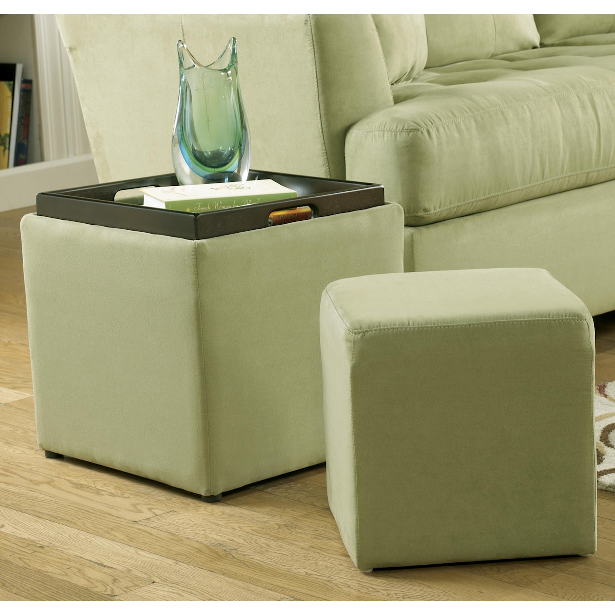 Ashley Furniture Signature Design Cubit - Kiwi Ottoman with Storage