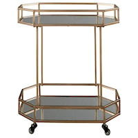 Metal Bar Cart with Mirror Shelves