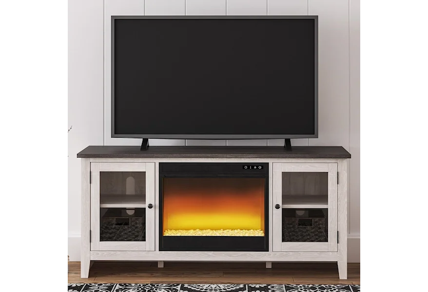 Dorrinson Large TV Stand w/ Fireplace Insert by Signature Design by Ashley at Sparks HomeStore