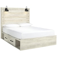 King Panel Bed with 2 Storage Drawers