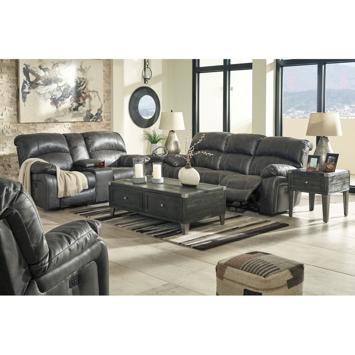 Signature Design by Ashley Dunwell Power Loveseat w/ Adj. Headrests & Console