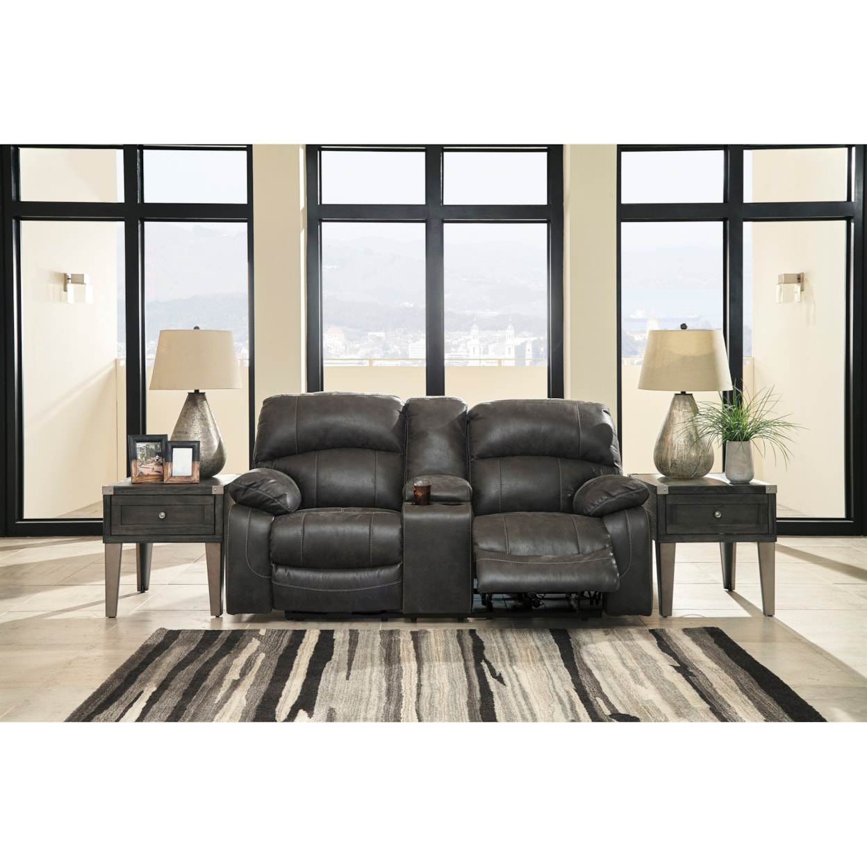 Signature Design by Ashley Furniture Dunwell Power Loveseat w/ Adj. Headrests & Console