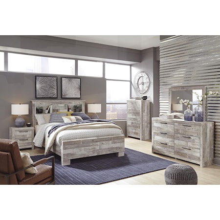 Twin Panel Bed, Dresser, Mirror and Nightstand Package