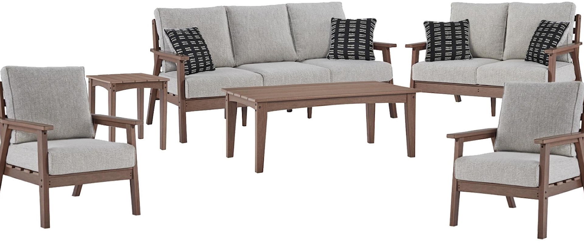 Sofa, Loveseat, 2 Chairs, Square End Table, Cocktail Table