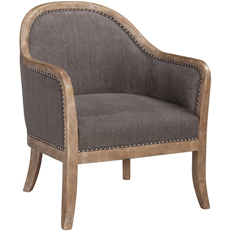 Transitional Wood Frame Accent Chair with Nailhead Trim