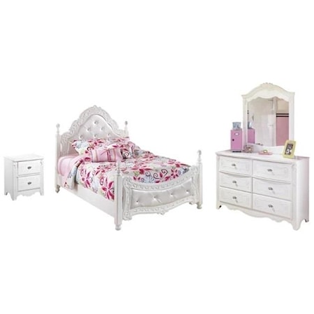 Full Bed Dresser Mirror and 1 Nightstand