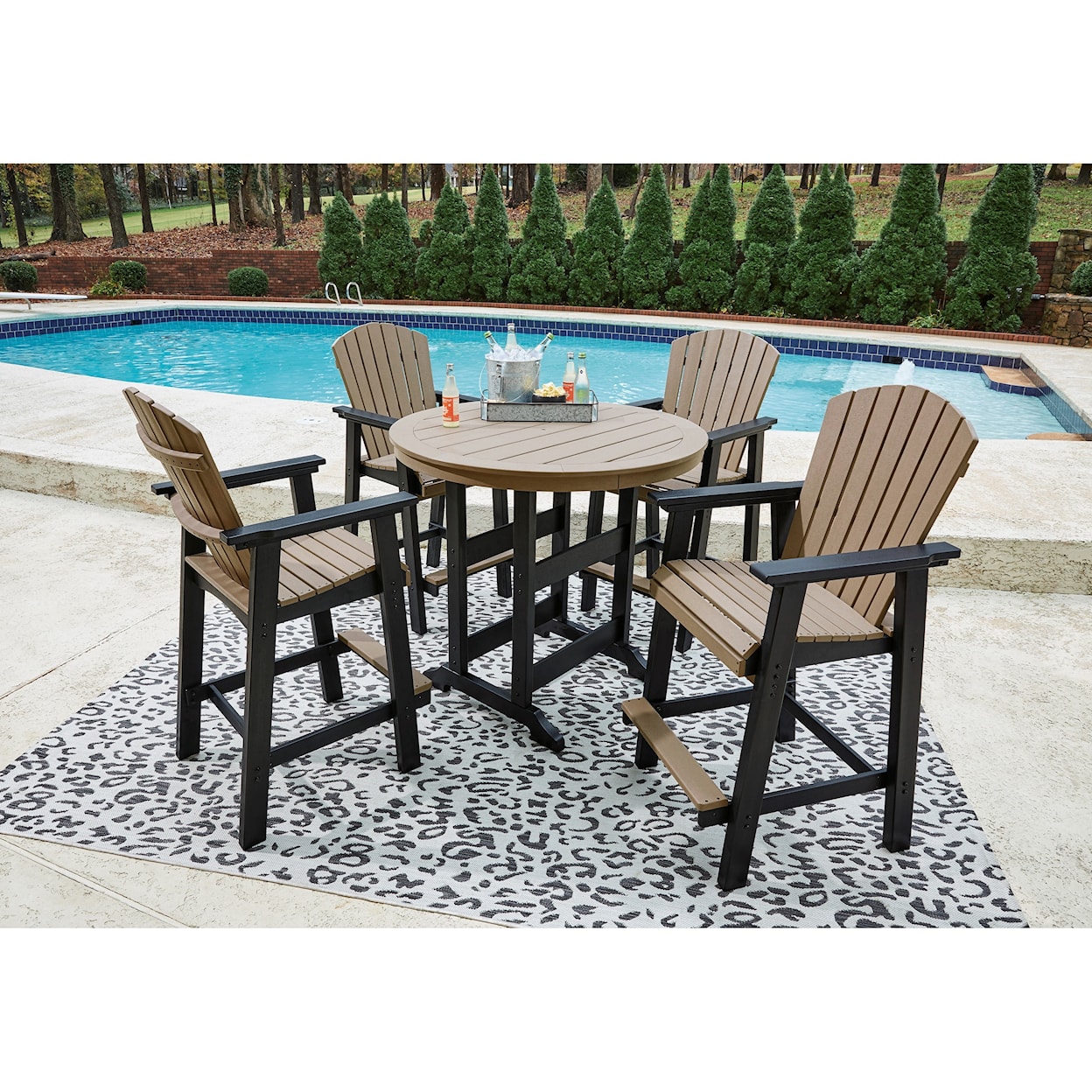 Ashley Signature Design Fairen Trail 5-Piece Round Bar Table Set