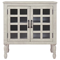 Accent Cabinet in White Finish and Glass Doors