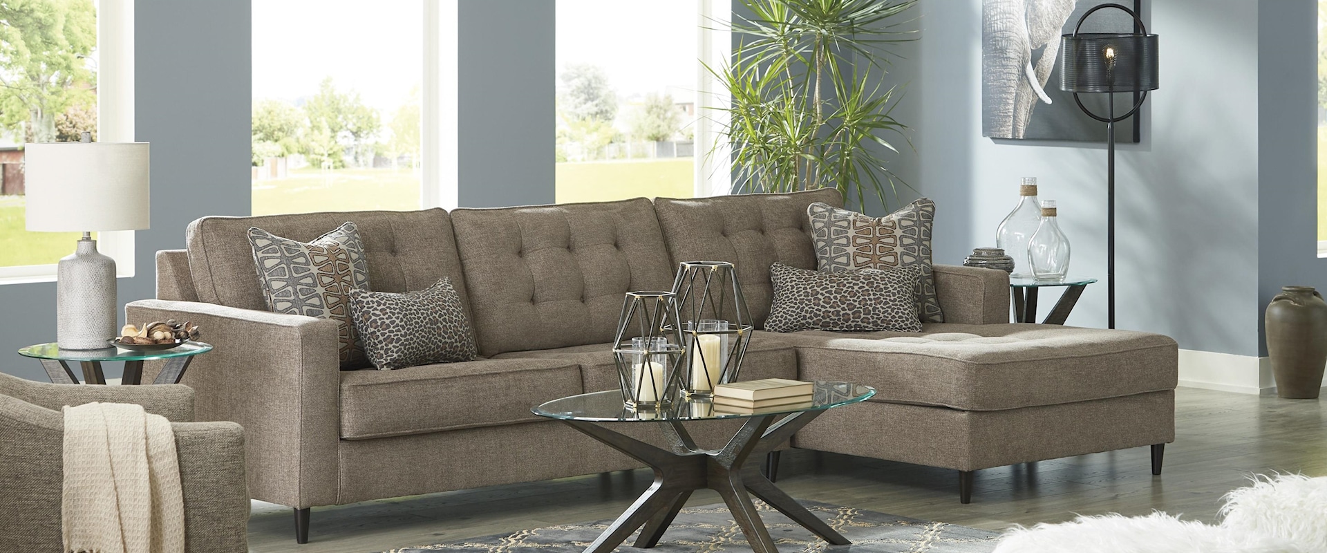Auburn 2 Piece Sectional Left Arm Facing Sofa and Swivel Glider Chair Set