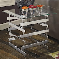 Modern Metal Square End Table with Clear Tempered Glass Top