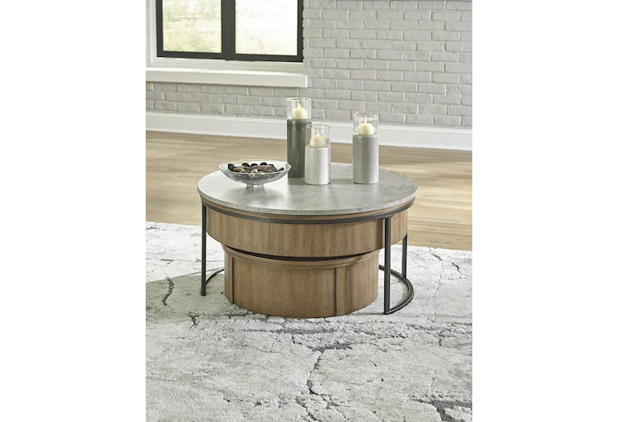 Fridley 2 Piece Round Nesting Coffee Table Set by Signature Design by Ashley at Sam Levitz Furniture