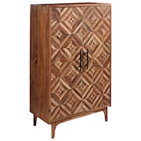 Mid-Century Modern Accent Cabinet with Patterned Doors