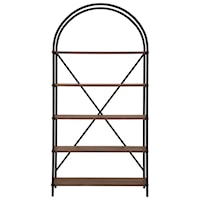 Arched Metal Bookcase with 5 Wood Shelves