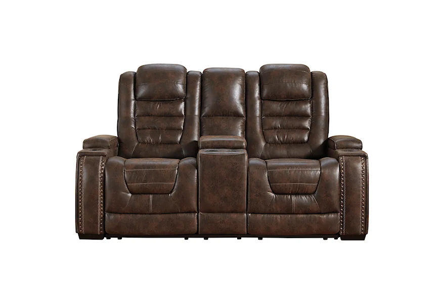 Game Zone Power Reclining Loveseat w/ Cnsl & Adj Hdrst by Ashley (Signature Design) at Johnny Janosik
