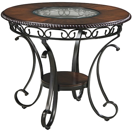 Round Dining Room Counter Table with Metal Accents