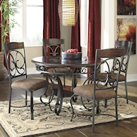 Round Dining Table and 4 Chair Set with Metal Accents