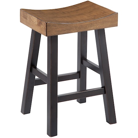 Rustic Two-Tone Stool with Saddle Seat