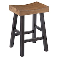 Rustic Two-Tone Stool with Saddle Seat