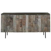 Modern Rustic Solid Wood Accent Cabinet with Metal Legs