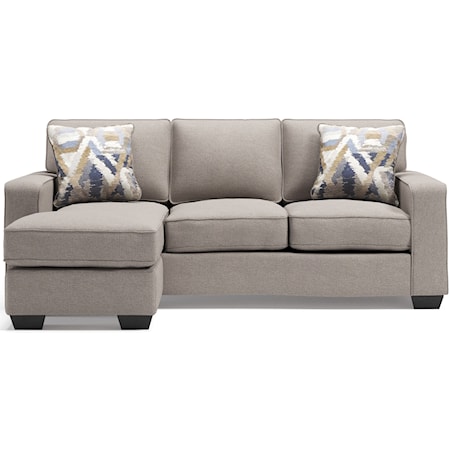 Contemporary Sofa Chaise with Reversible Ottoman