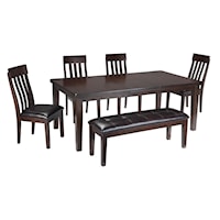 6-Piece Rectangular Dining Room Table w/ 4 Upholstered Dining Side Chairs and Upholstered Dining Bench Set