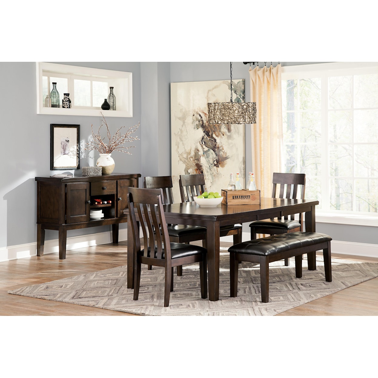 Signature Design by Ashley Haddigan 6-Piece Table, Chair and Bench Set