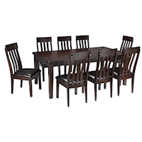 9-Piece Rectangular Dining Room Table w/ Oak Veneers and Upholstered Dining Side Chair w/ Lumbar Curve Set	