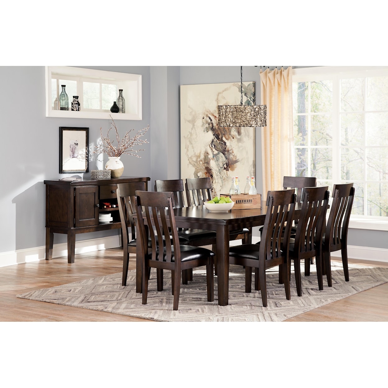 Signature Design Haddigan 9-Piece Dining Room Table & Side Chair Set