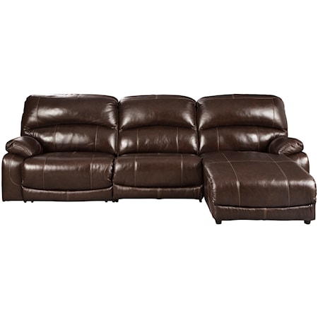 Leather Match 3-Piece Reclining Sectional with Right Chaise