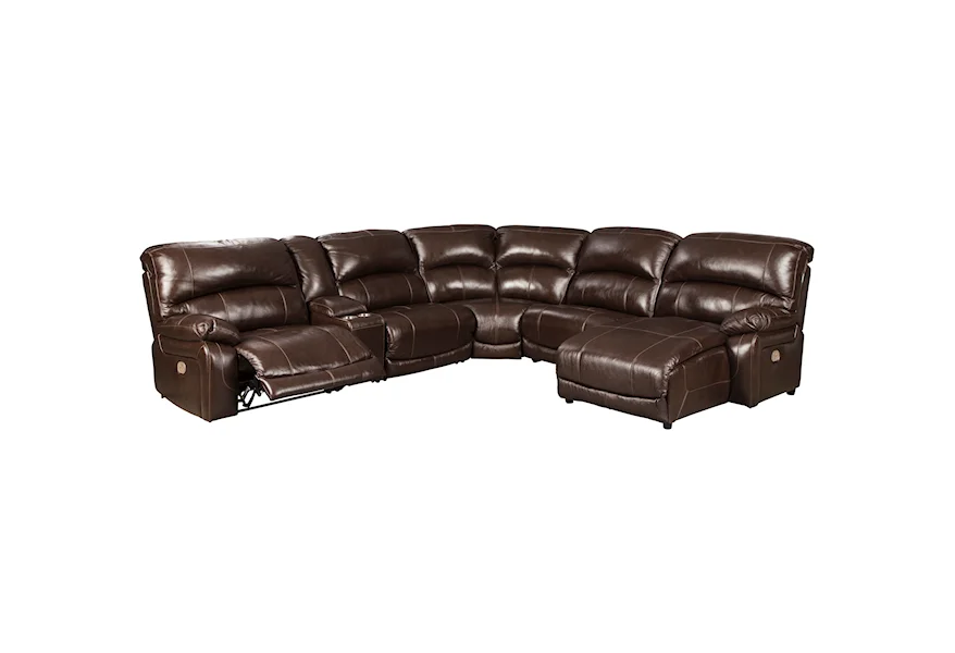 Hallstrung 6-Piece Reclining Sectional with Chaise by Ashley (Signature Design) at Johnny Janosik