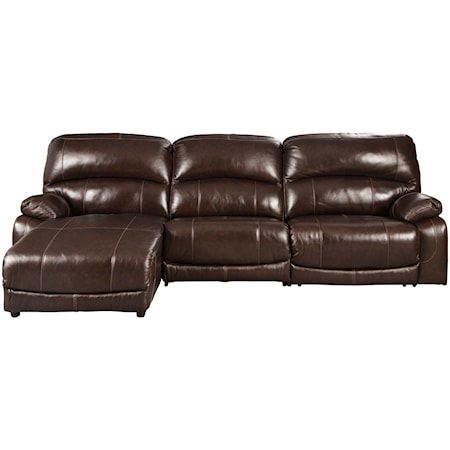 Leather Match 3-Piece Reclining Sectional with Left Chaise