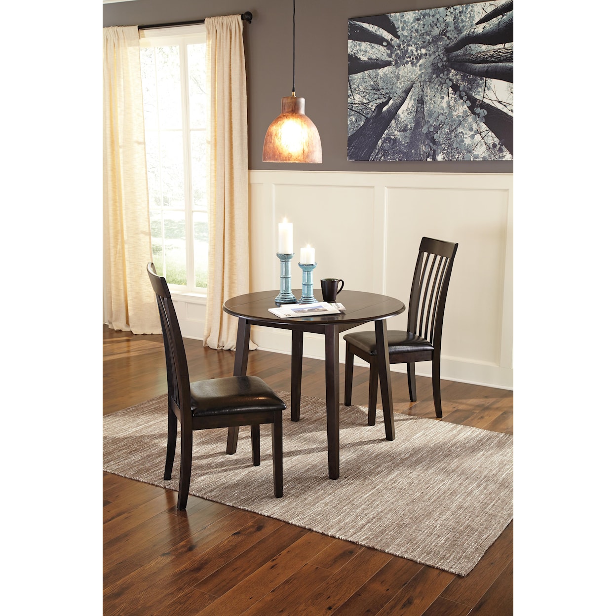 Ashley Signature Design Hammis 3-Piece Round Drop Leaf Table Set