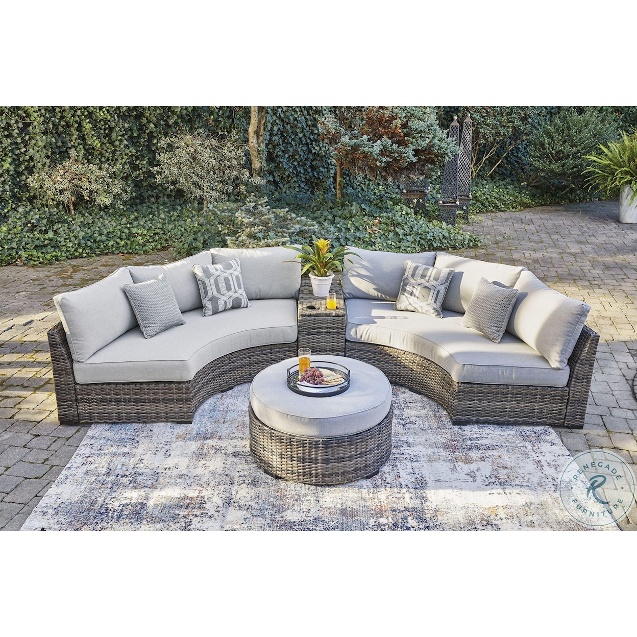 Signature Design by Ashley Harbor Court 4 PC Outdoor Sectional and Ottoman