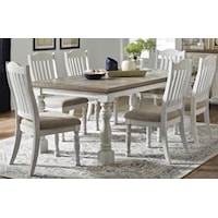 Two-tone distressed finish Dining Set includes Table and 4 Upholstered Chairs Chairs