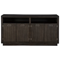 Contemporary Dining Room Server with Metal Accents in Dark Espresso Finish