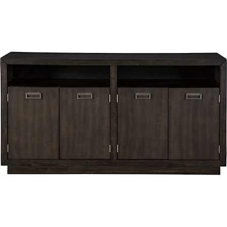 Contemporary Dining Room Server with Metal Accents in Dark Espresso Finish